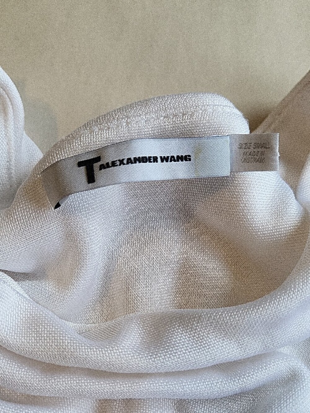 T by Alexander Wang White Draped Side-Ruched Short Sleeve Bodycon Tee Dress - Picture 9 of 12